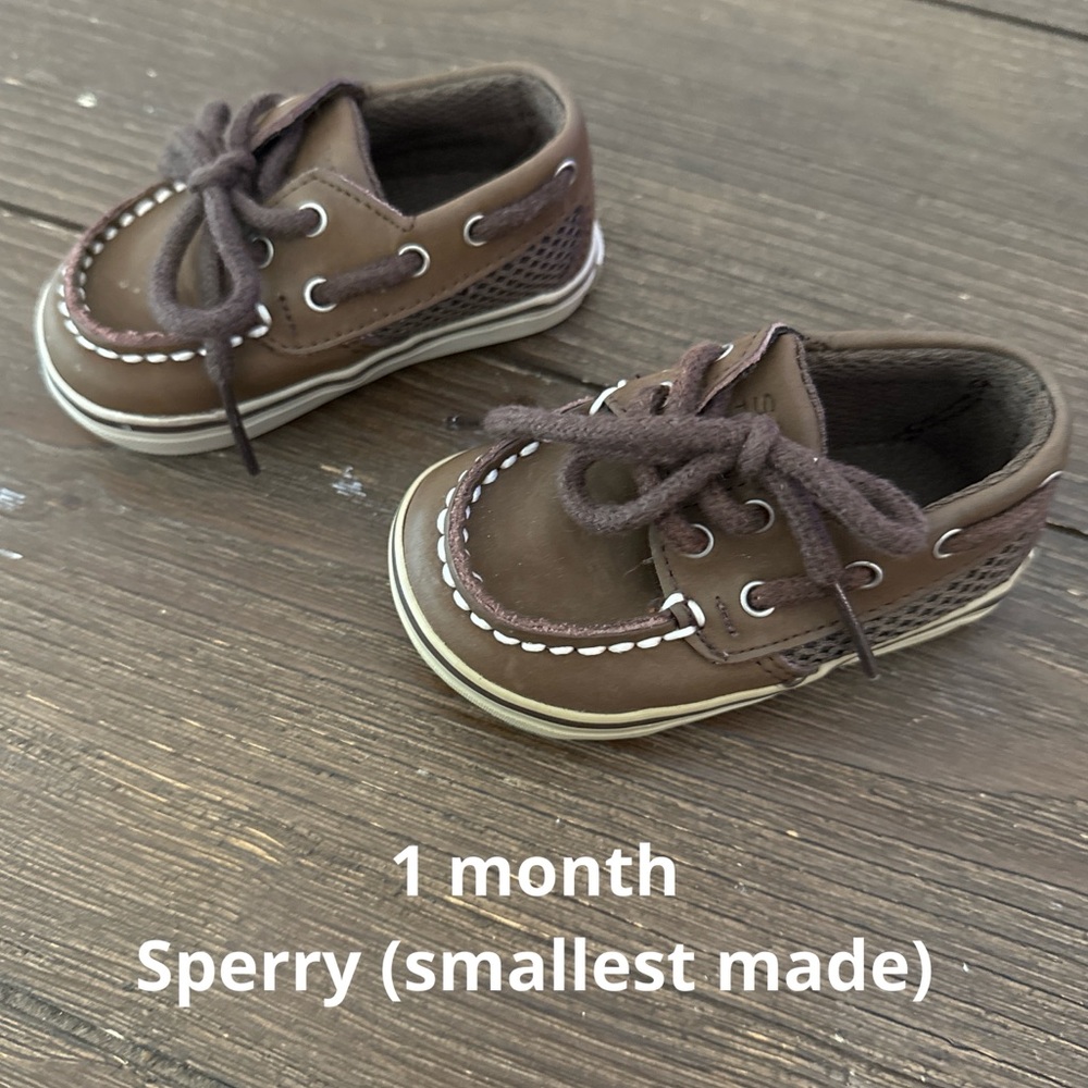 Baby dark brown Sperry shoes. Size 1 months.